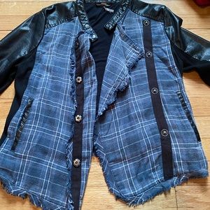 Free people denim pattern leather jacket